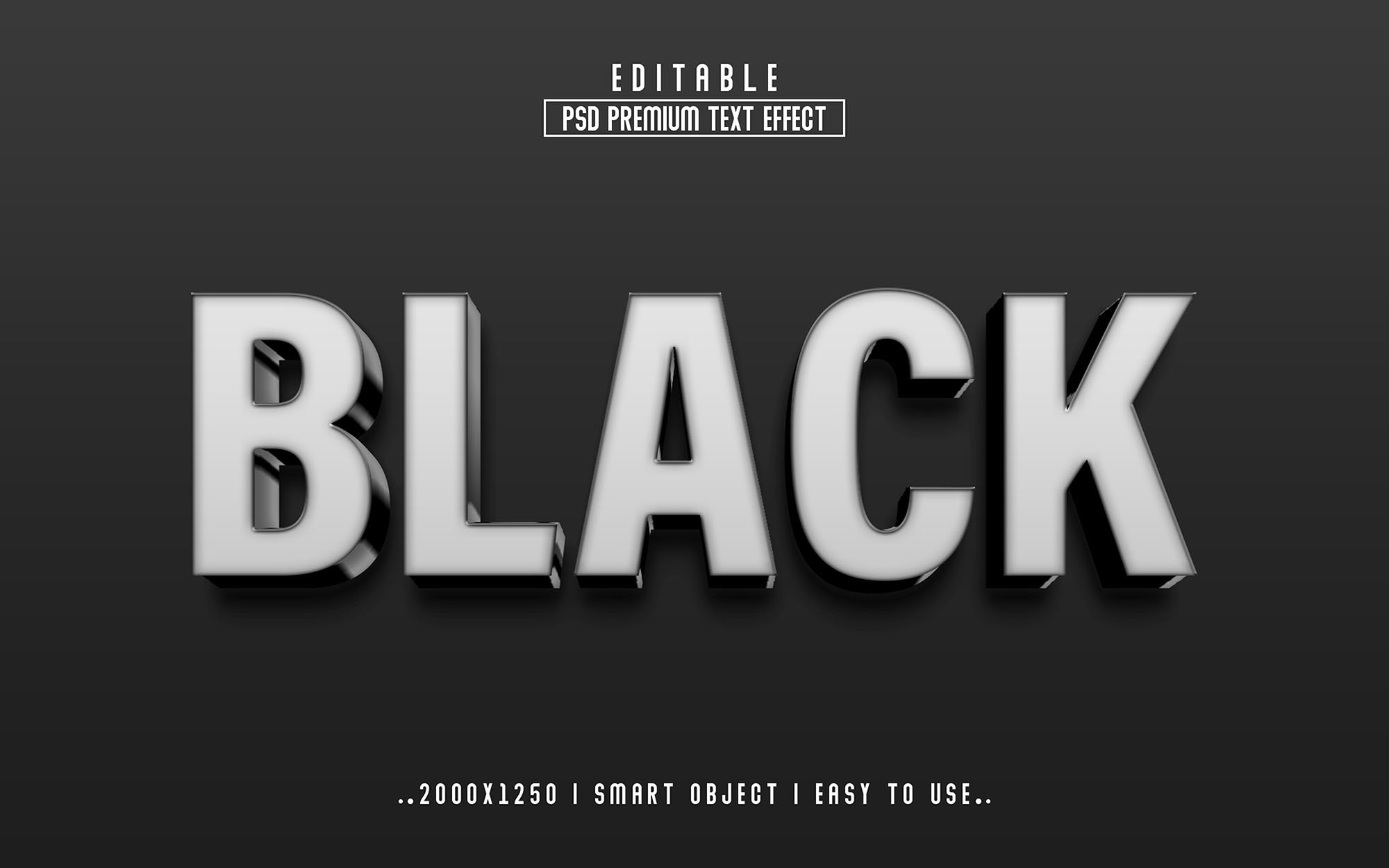 Black 3D Editable Text Effect stylecover image.