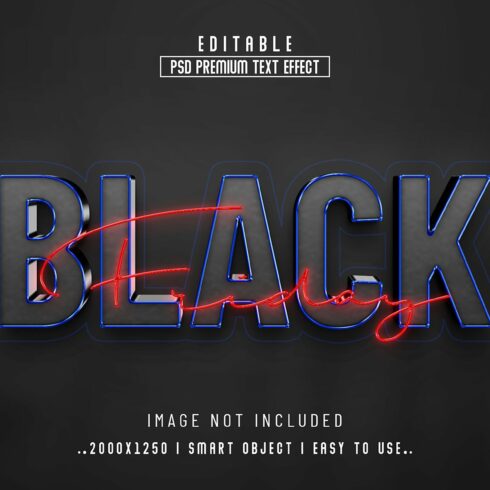 Black Friday 3D Editable Text stylecover image.