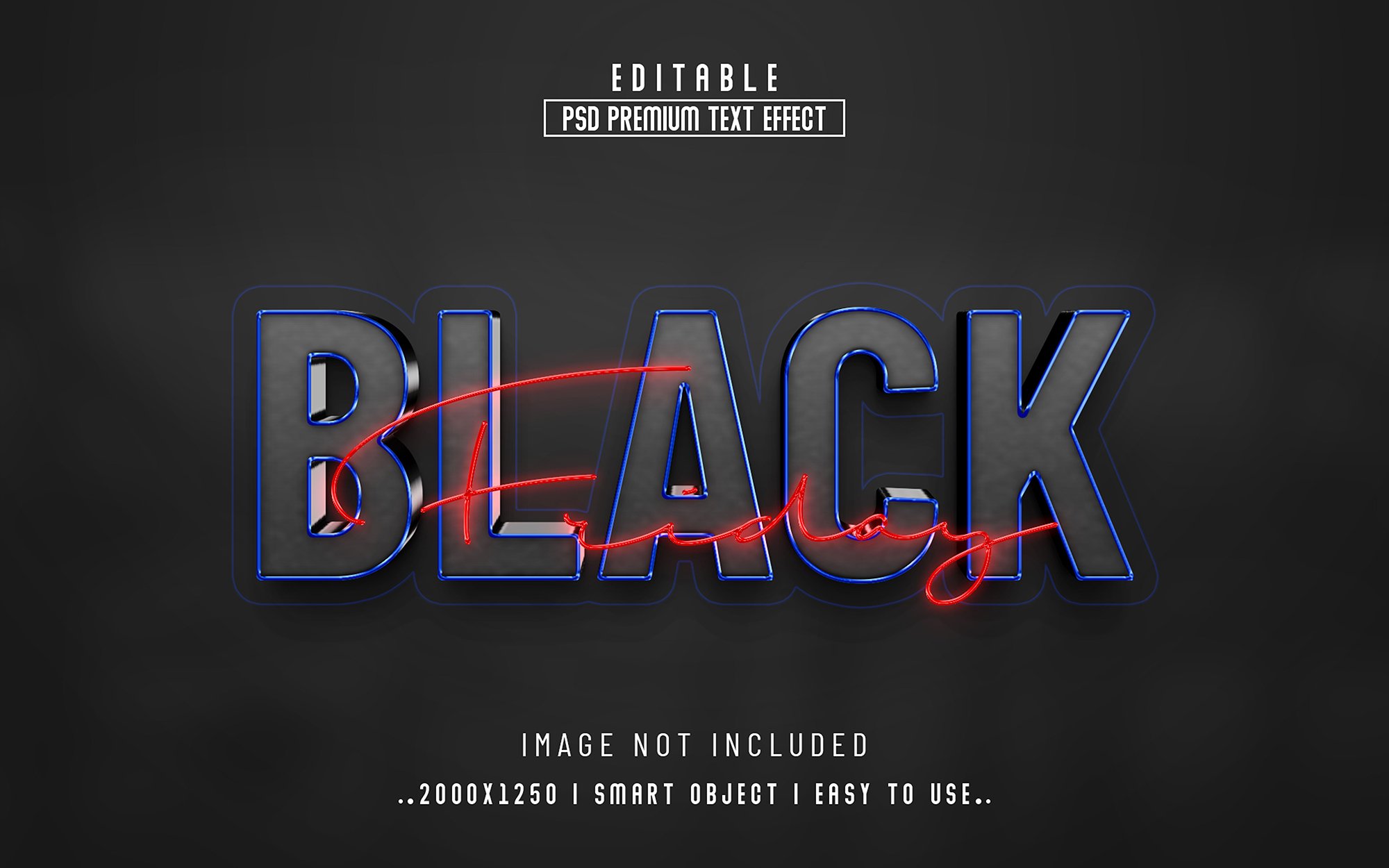 Black Friday 3D Editable Text stylecover image.