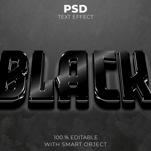 Black shiny 3D text effectcover image.