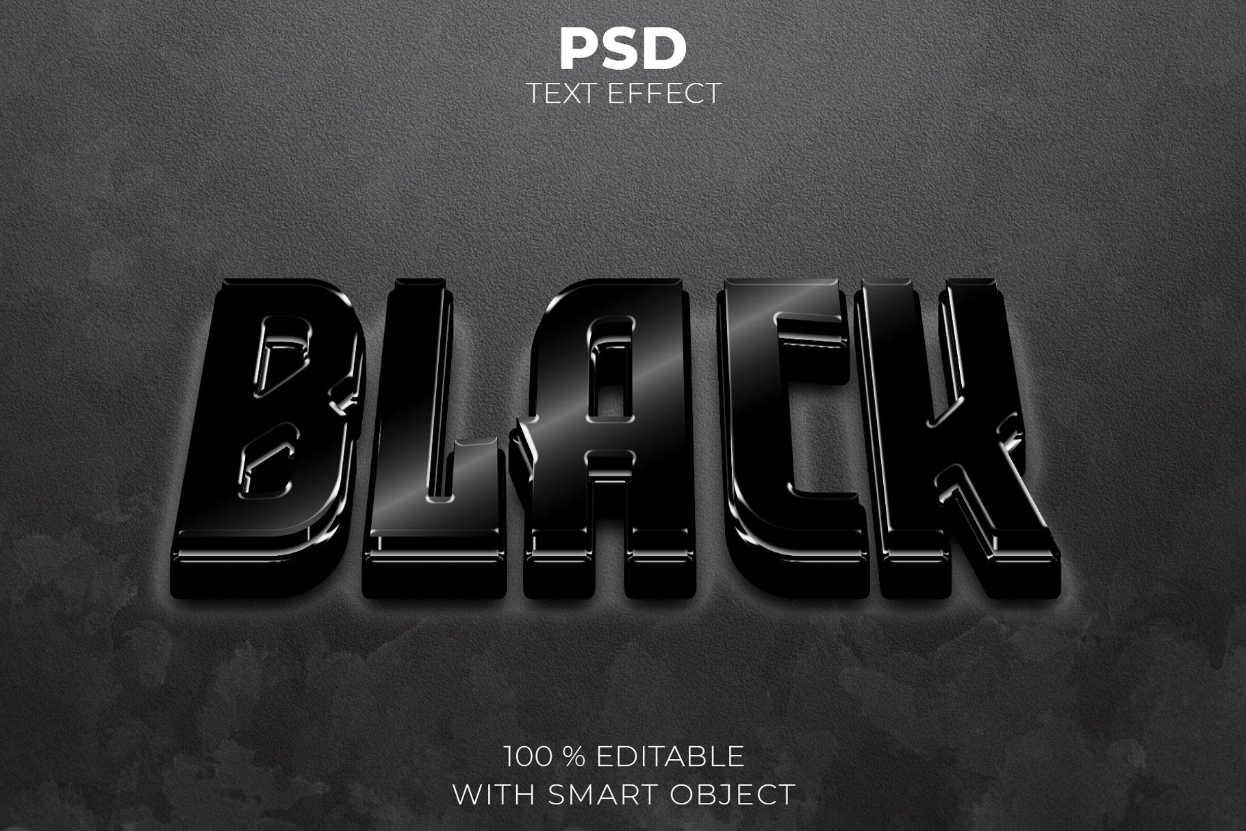 Black shiny 3D text effectcover image.