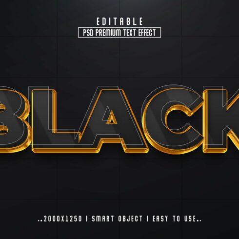 Black 3D Editable psd Text Effectcover image.