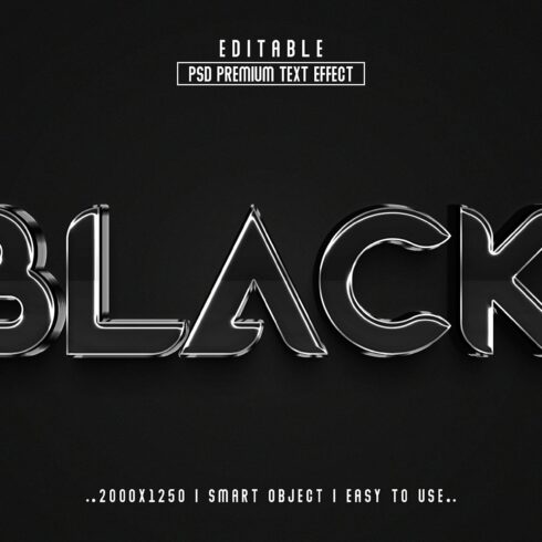 Black 3D Editable Text Effect stylecover image.