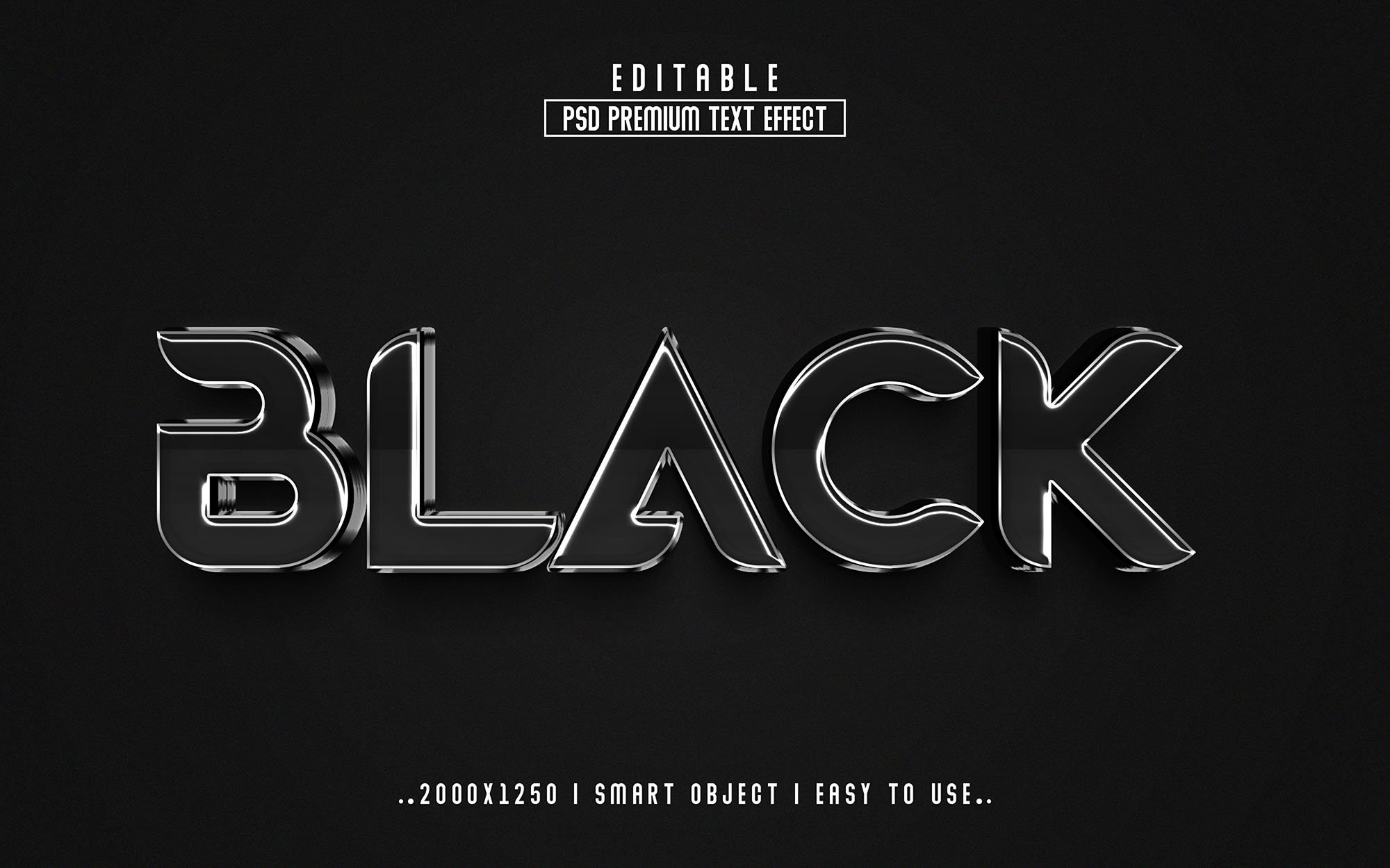 Black 3D Editable Text Effect stylecover image.