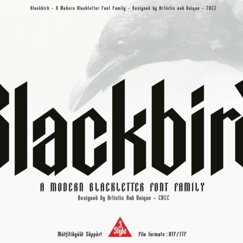 Blackbird - Blackletter font family cover image.