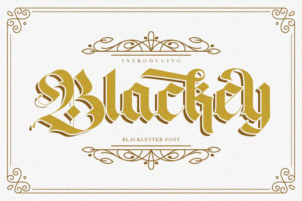 Blackey Blackletter Font cover image.