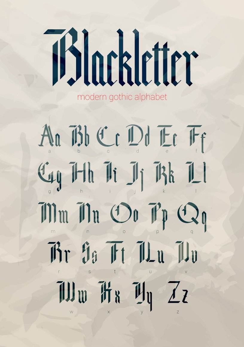 Blackletter modern gothic font. preview image.