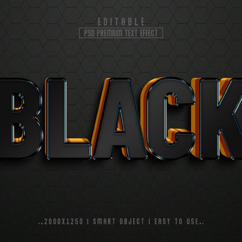 Black 3D Editable psd Text Effectcover image.