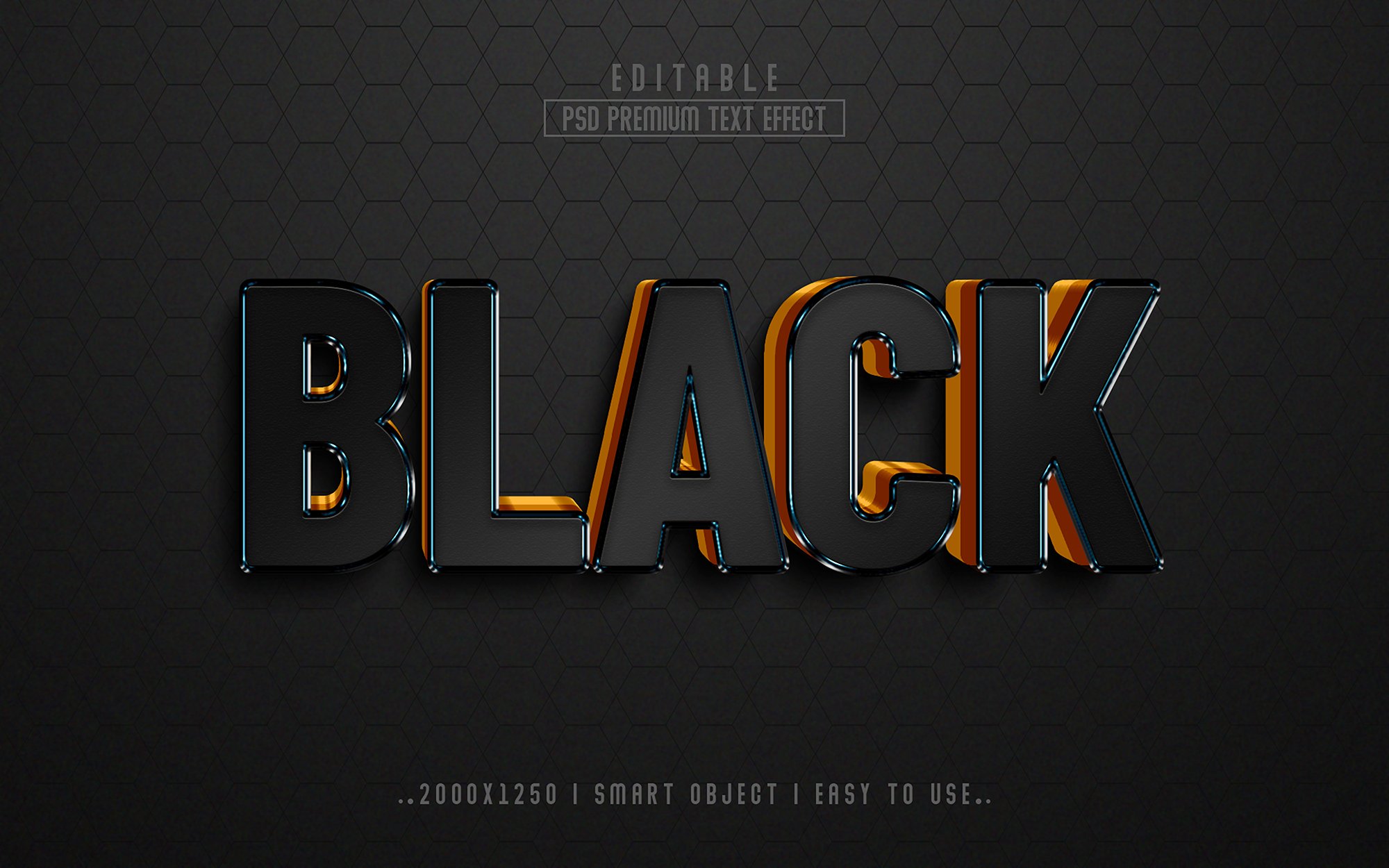 Black 3D Editable psd Text Effectcover image.