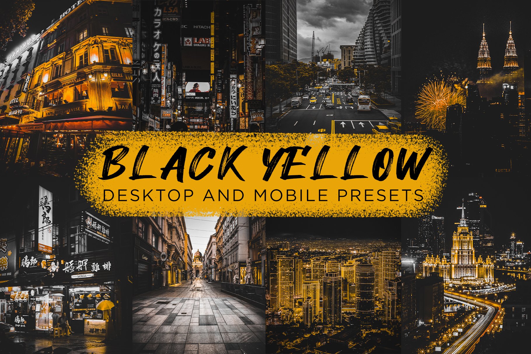 6 Black Yellow Lightroom Presetscover image.