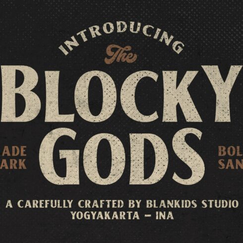 Blocky Gods Vintage Sans Serif Font cover image.