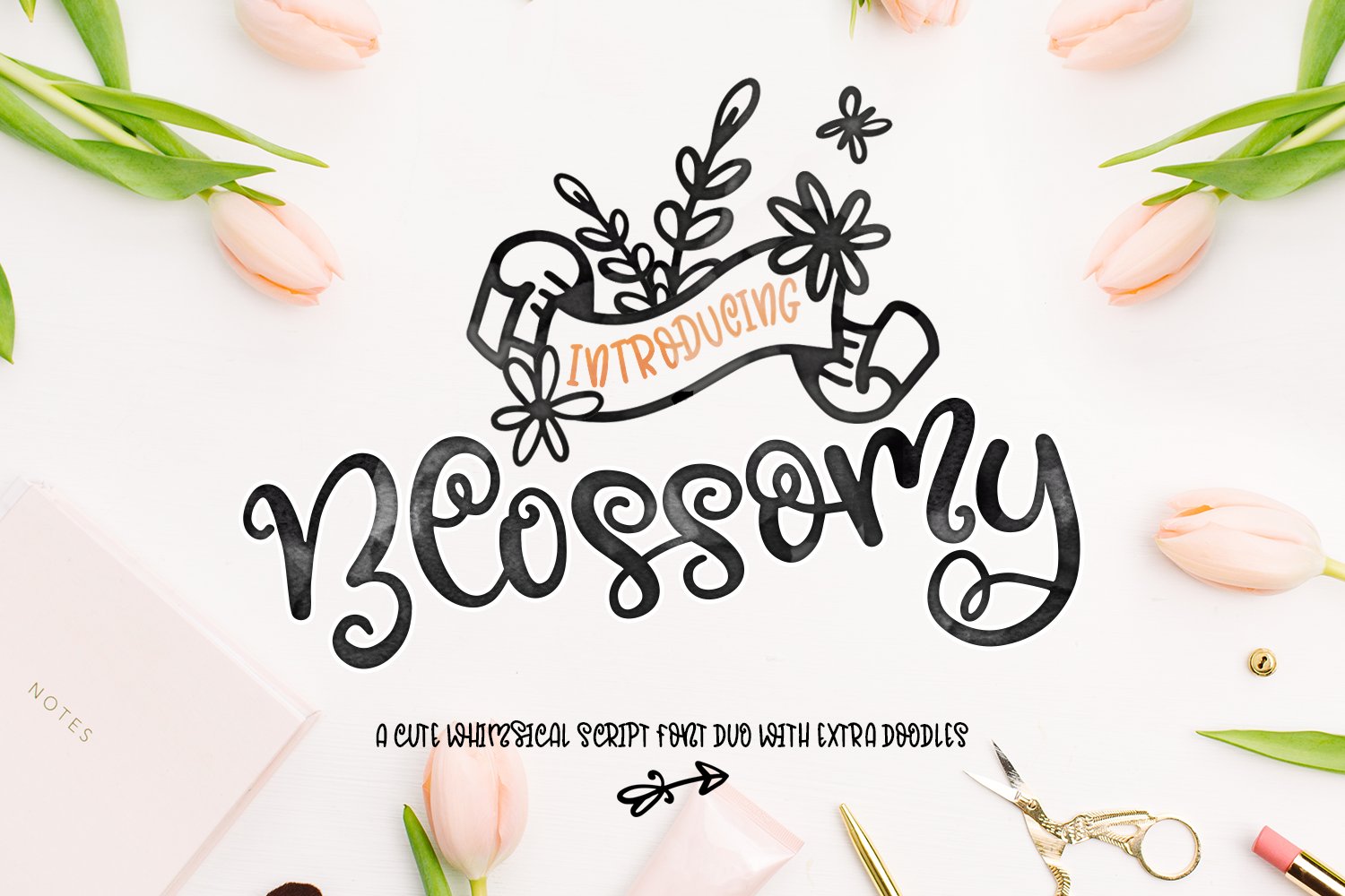 Blossomy - Font Duo + Floral Doodles cover image.