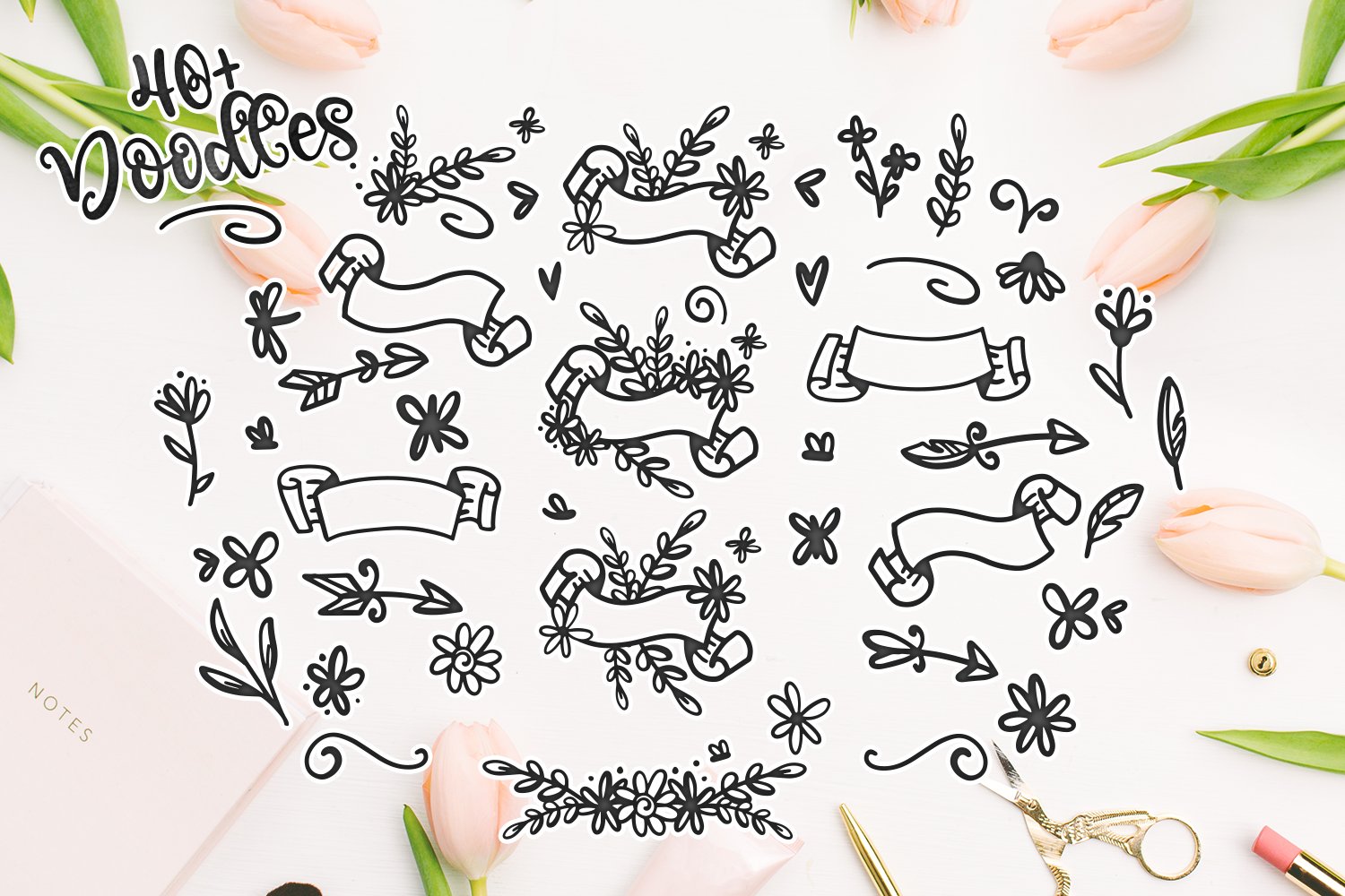 blossomy showcase font duo bonus doodles 6 608