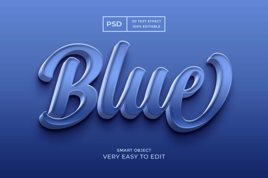 Blue 3d Text Style Effect Psd – Masterbundles