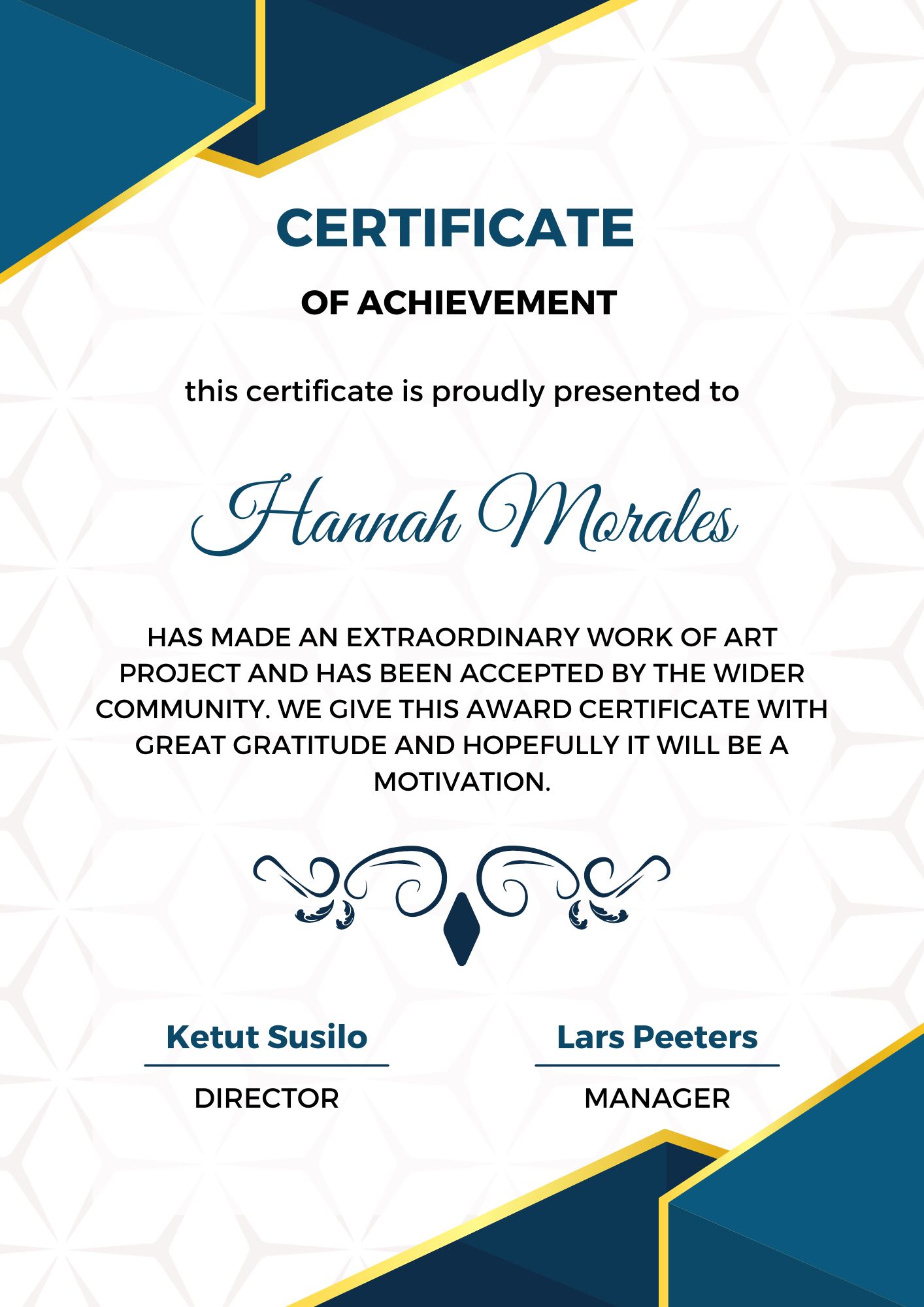 blue and gold creative certificate template 805