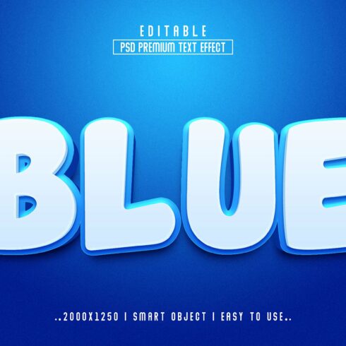 Blue 3D Editable Text Effect stylecover image.