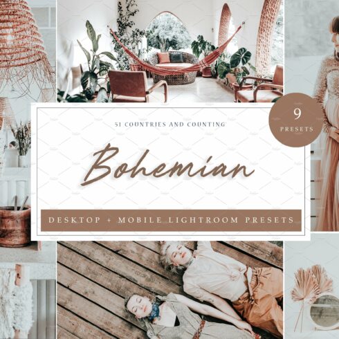 9 x Lightroom Presets, Bohemiancover image.