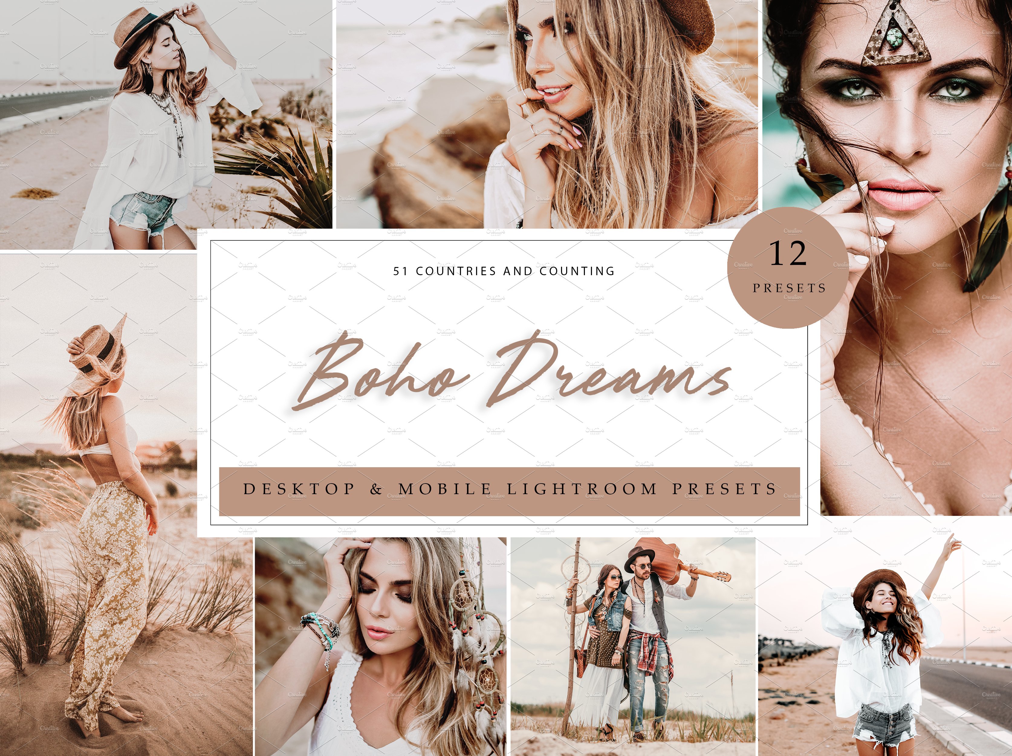 12 x Lightroom Presets, Boho Dreamscover image.