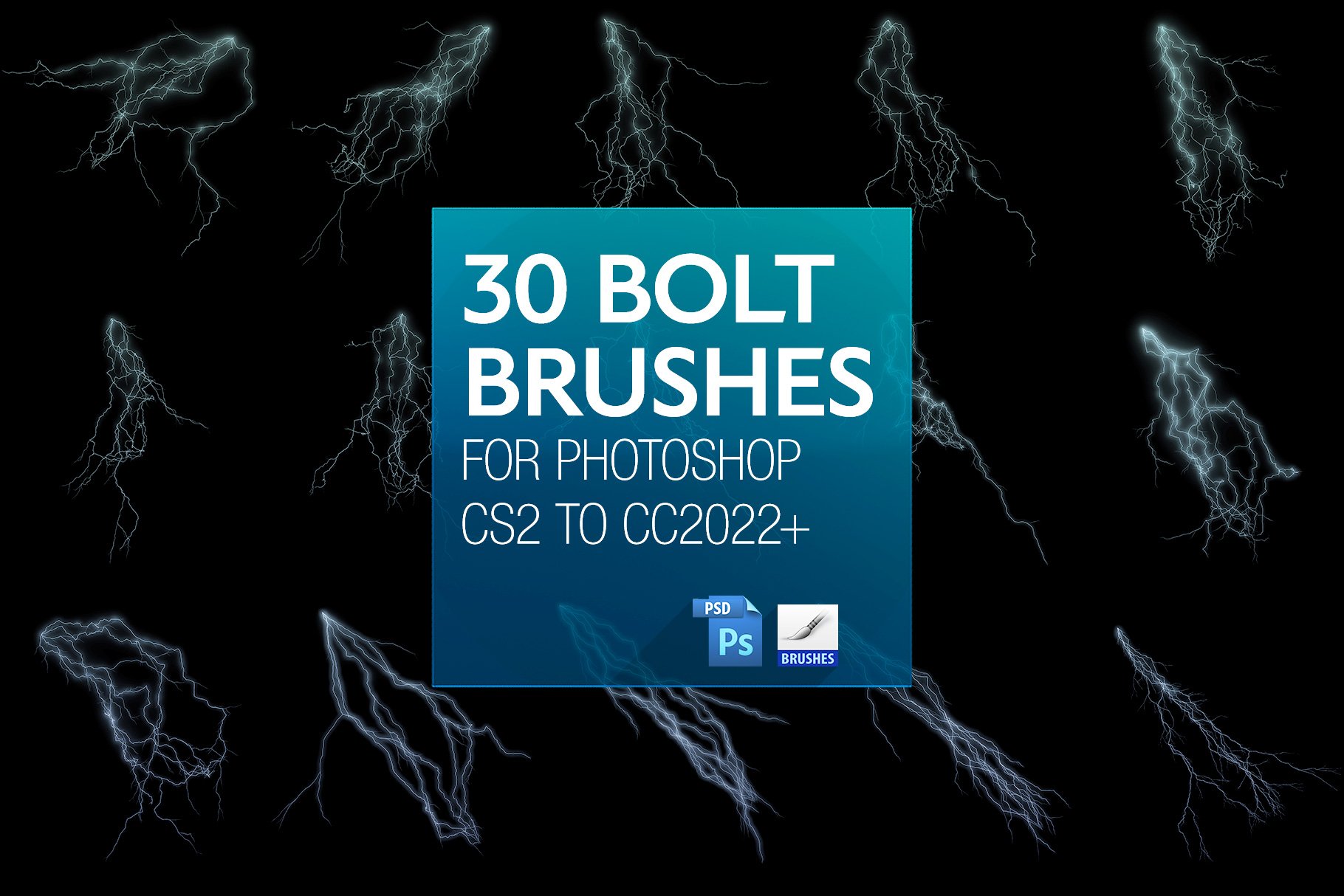 30 Bolt Brushes for PS CS2 to CC202+cover image.