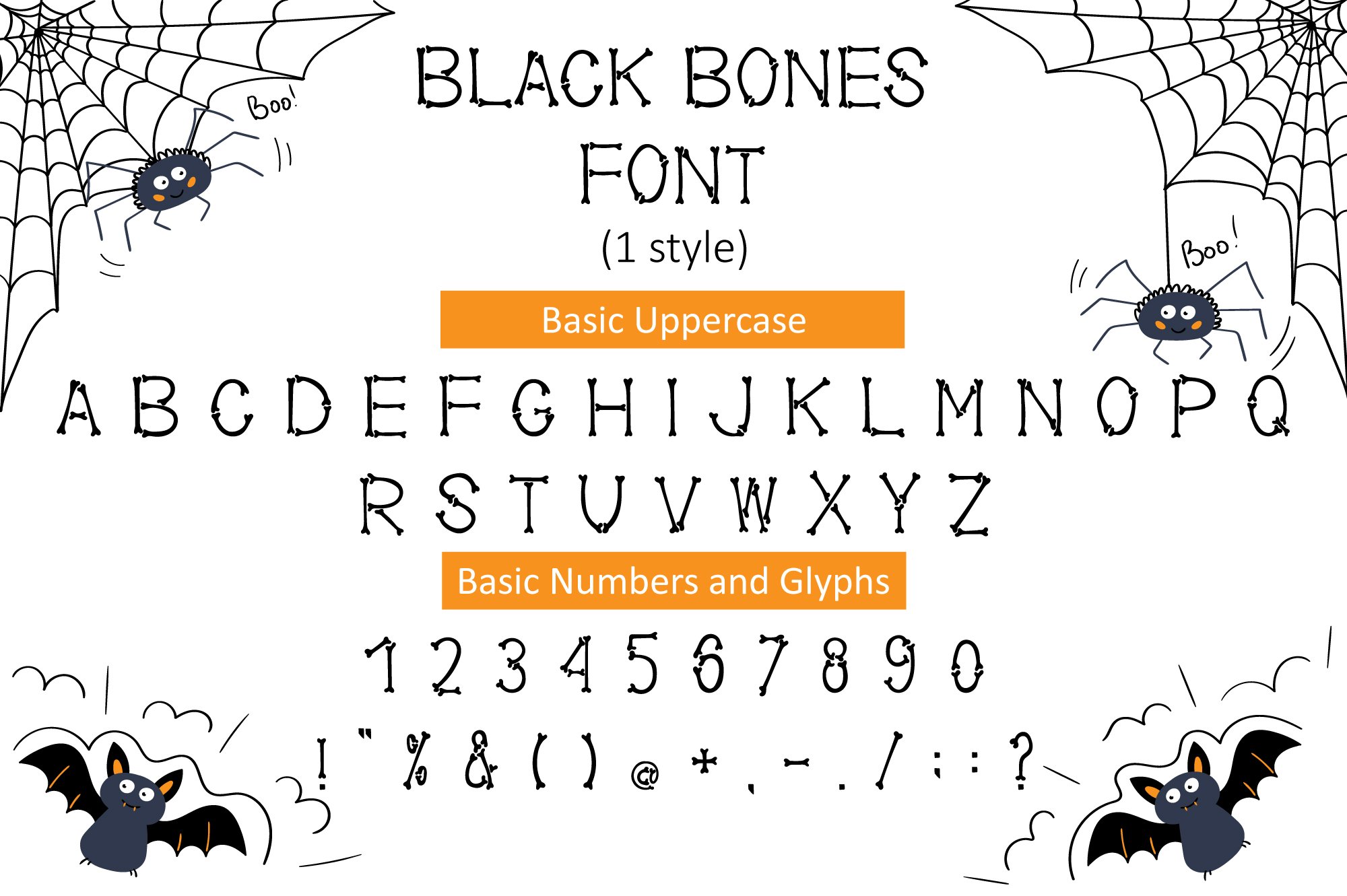 Black Bones Halloween Font preview image.