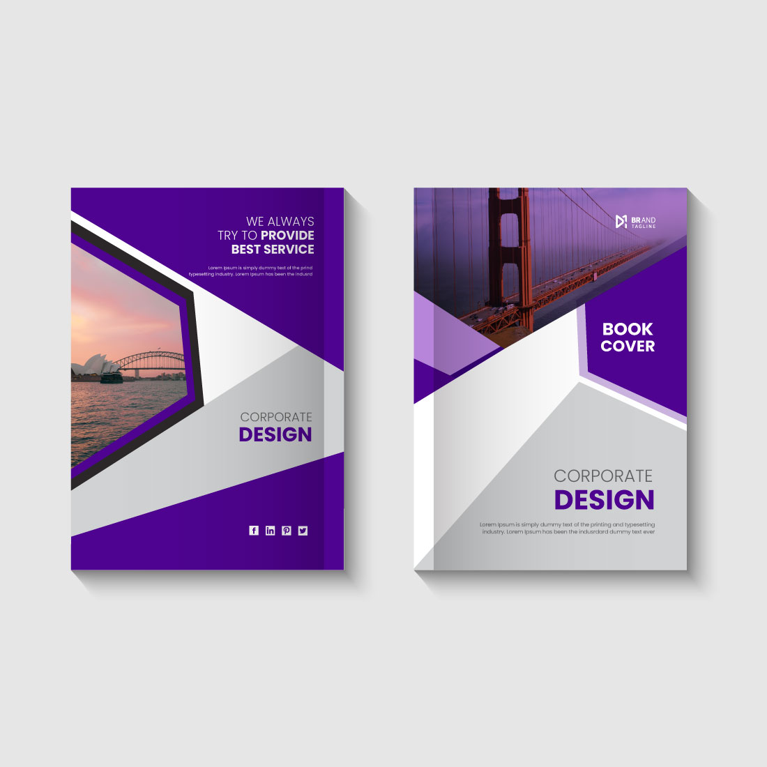 Corporate Book Cover Design Template preview image.