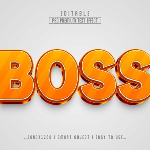 Boss 3D Editable Text Effect stylecover image.