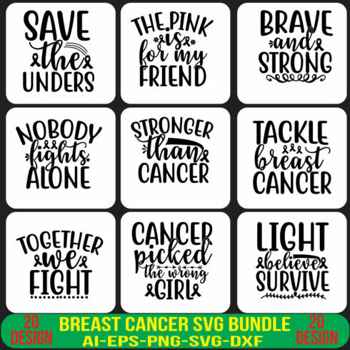 Breast Cancer SVG Bundle cover image.