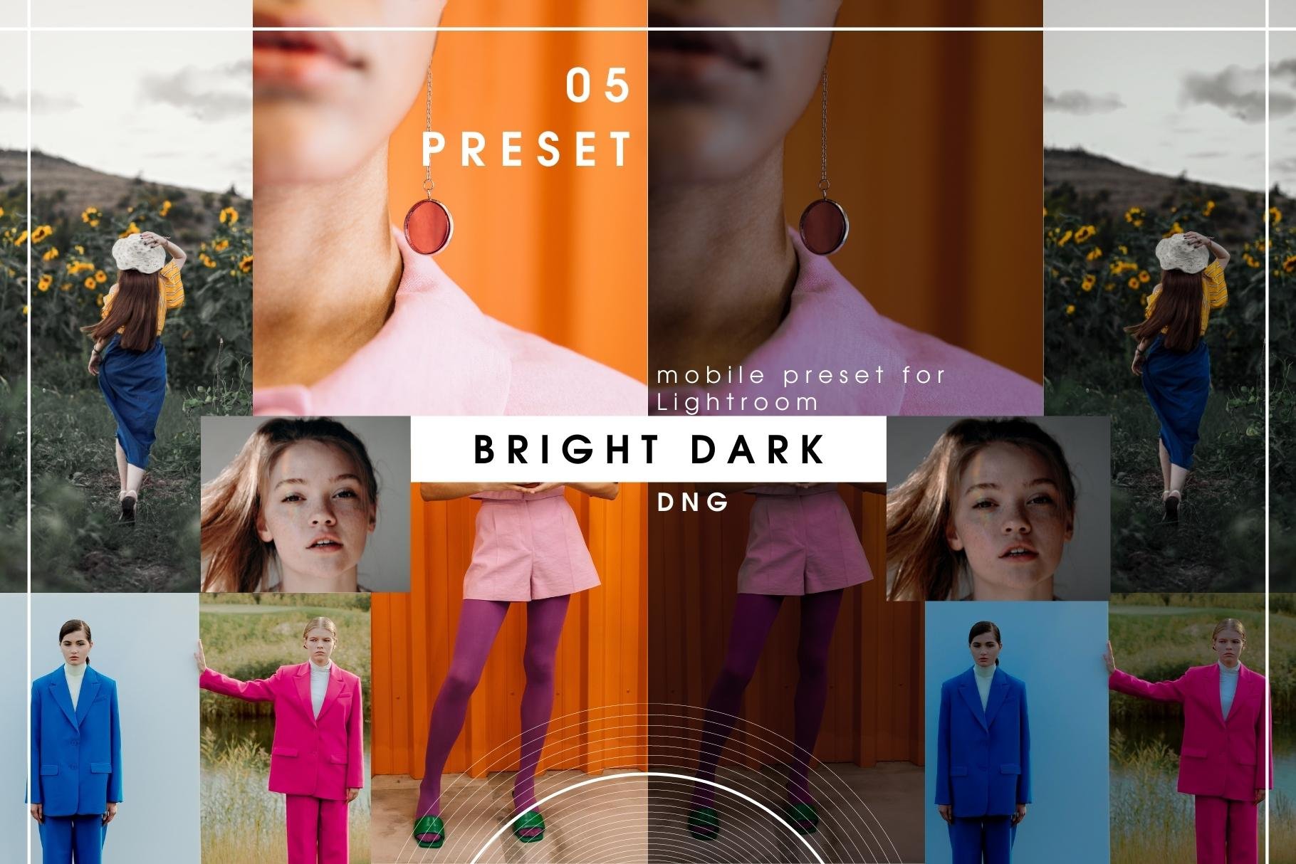 Bright Dark. Trendy dark preset.cover image.