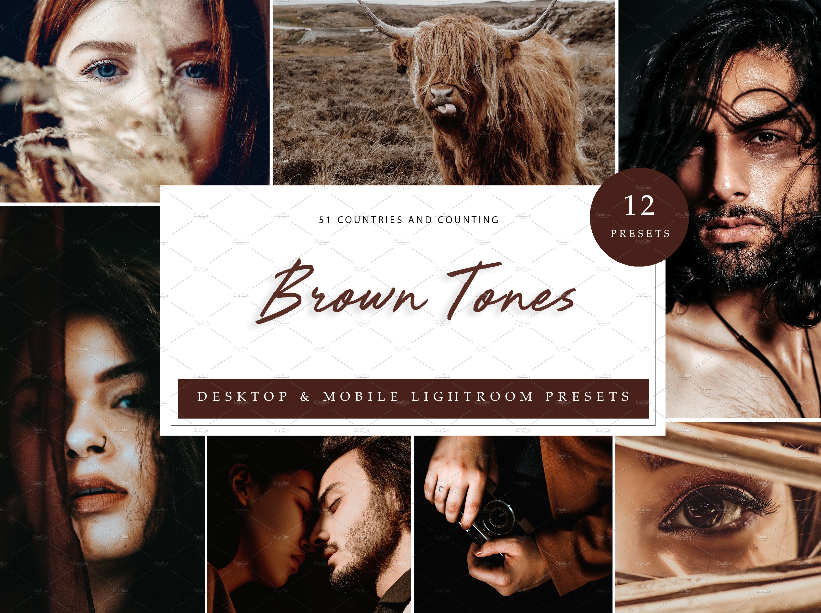 12 x Lightroom Presets, Brown Tonescover image.