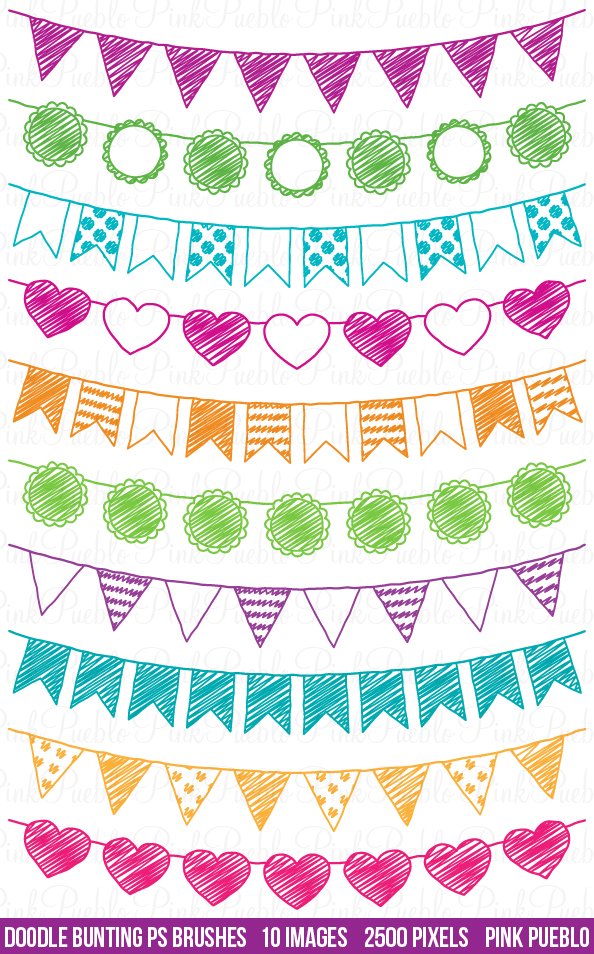 Doodle Bunting Photoshop Brushescover image.