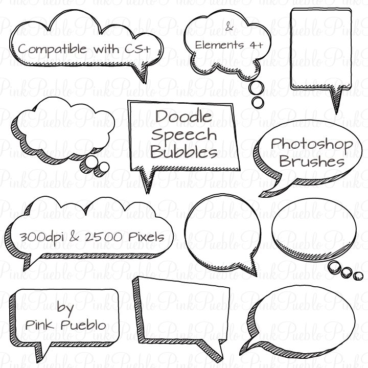 Doodle Speech Bubbles PS Brushespreview image.