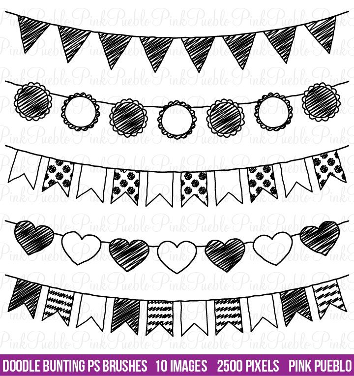 Doodle Bunting Photoshop Brushespreview image.