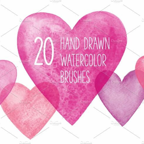 Watercolor hearts brushescover image.