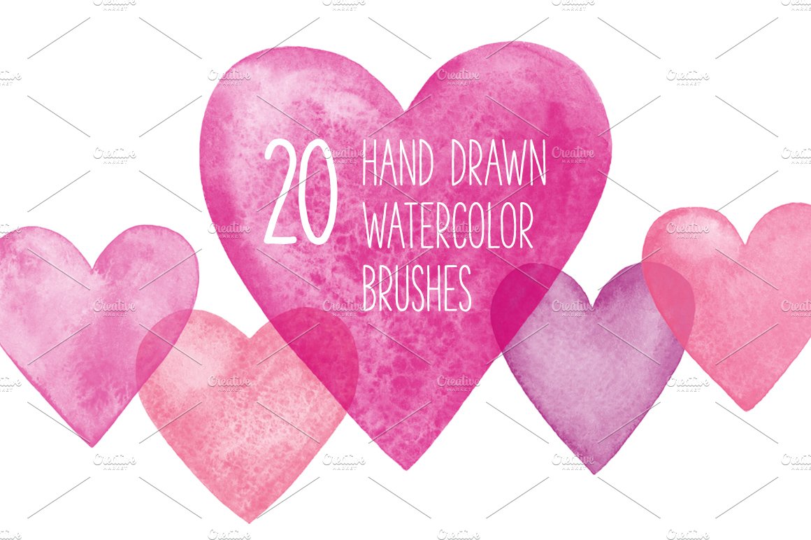 Watercolor hearts brushescover image.