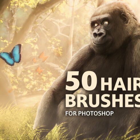 50 hair brushes for Photoshopcover image.