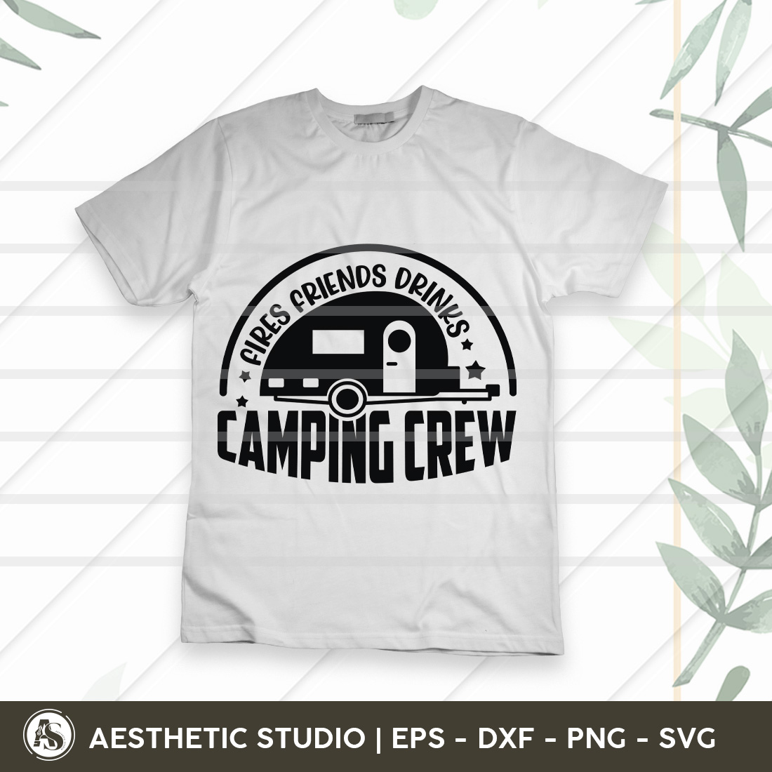 Fries Friends Drinks Camping Crew, Adventure, Camp Life, Camping Svg, Typography, Camping Quotes, Camping Cut File, Funny Camping, Camping T-shirt Design, Svg, Eps, Dxf, Png, Cut file preview image.