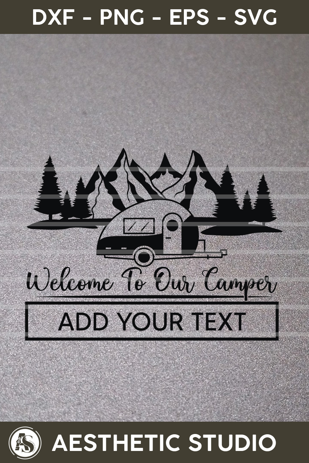 Welcome To Our Camper, Adventure, Camp Life, Camping Svg, Typography, Camping Quotes, Camping Cut File, Funny Camping, Camping T-shirt Design pinterest preview image.