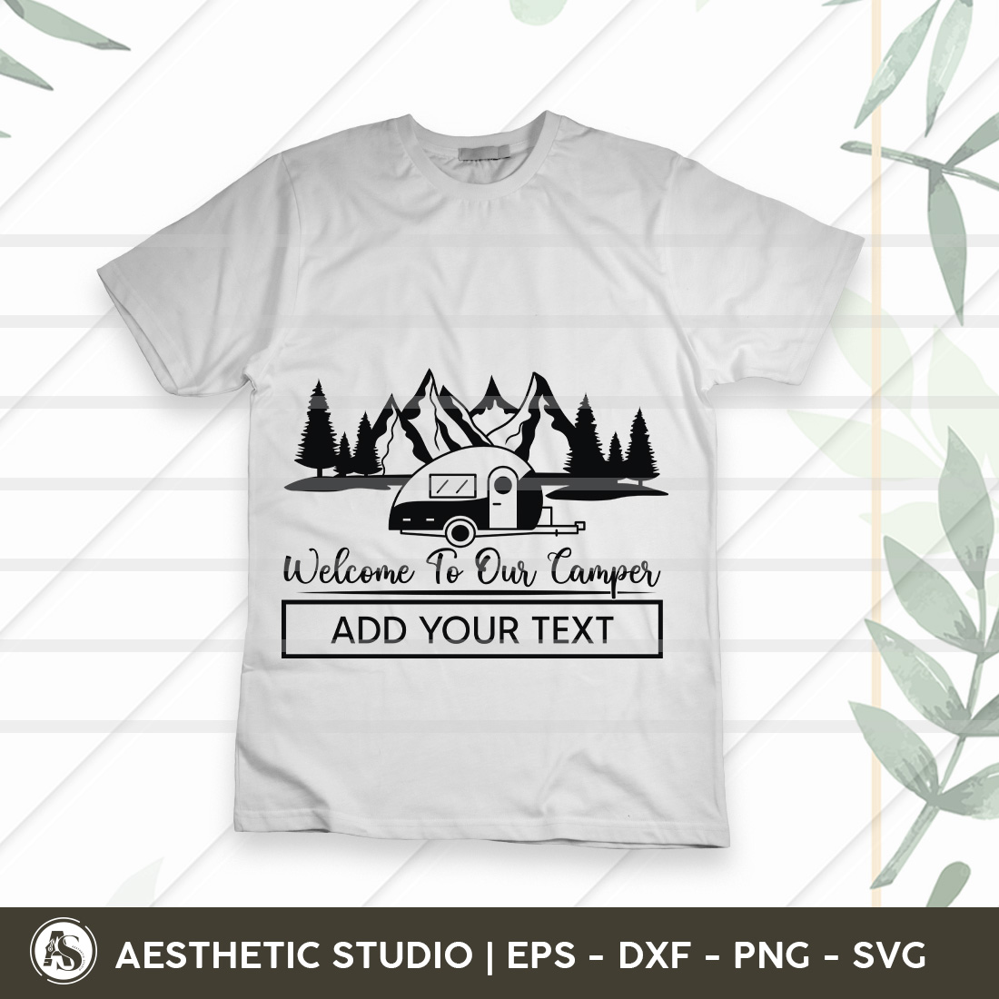 Welcome To Our Camper, Adventure, Camp Life, Camping Svg, Typography, Camping Quotes, Camping Cut File, Funny Camping, Camping T-shirt Design preview image.