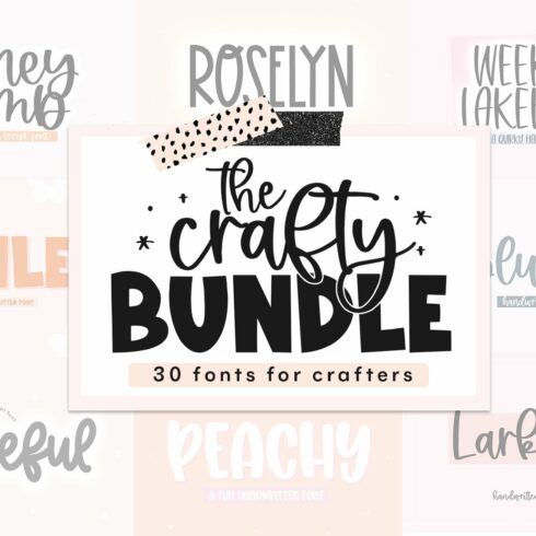 Crafty Font Bundle | 30 Fonts cover image.