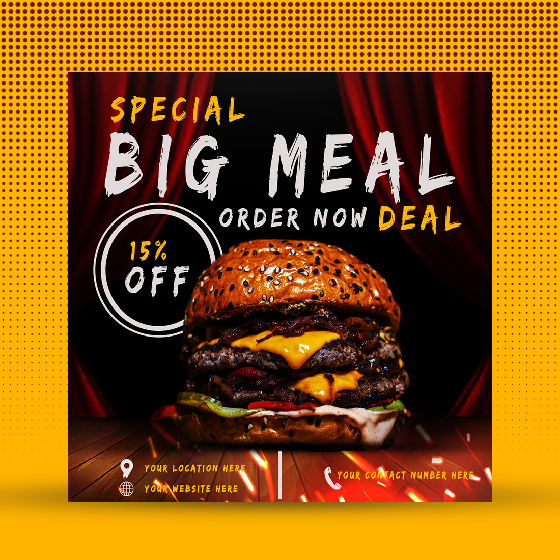Resturant advertising food social media post template and web banner instagram preview image.