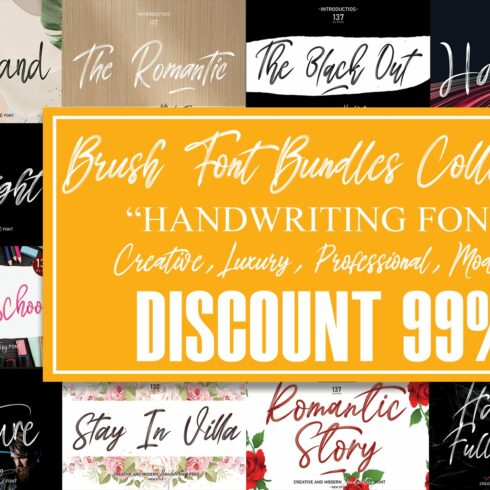 Brush Font Bundles Collections cover image.