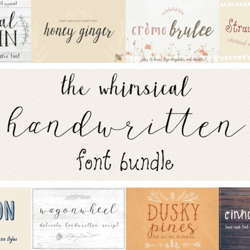 Whimsical Handwritten Font Bundle cover image.