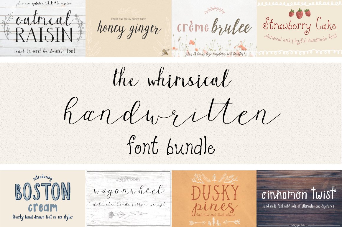 Whimsical Handwritten Font Bundle cover image.