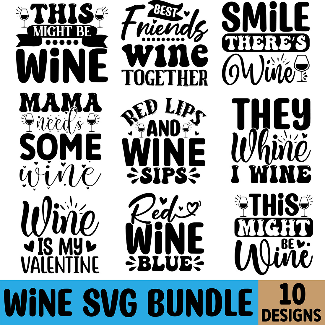 Wine SVG Bundle preview image.