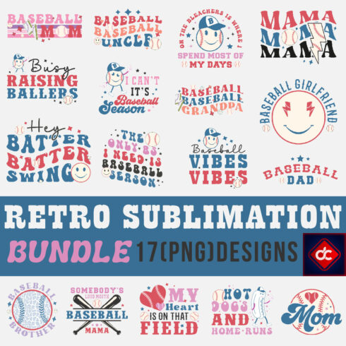 Retro Baseball Sublimation Design Bundle cover image.
