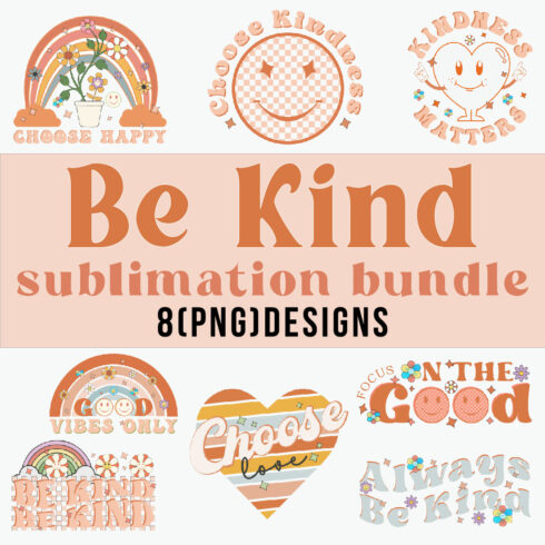 Retro Be Kind Sublimation Bundle cover image.