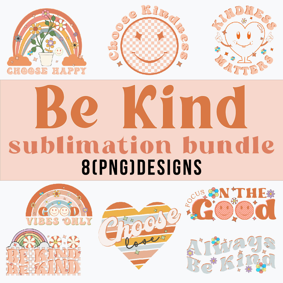 Retro Be Kind Sublimation Bundle cover image.