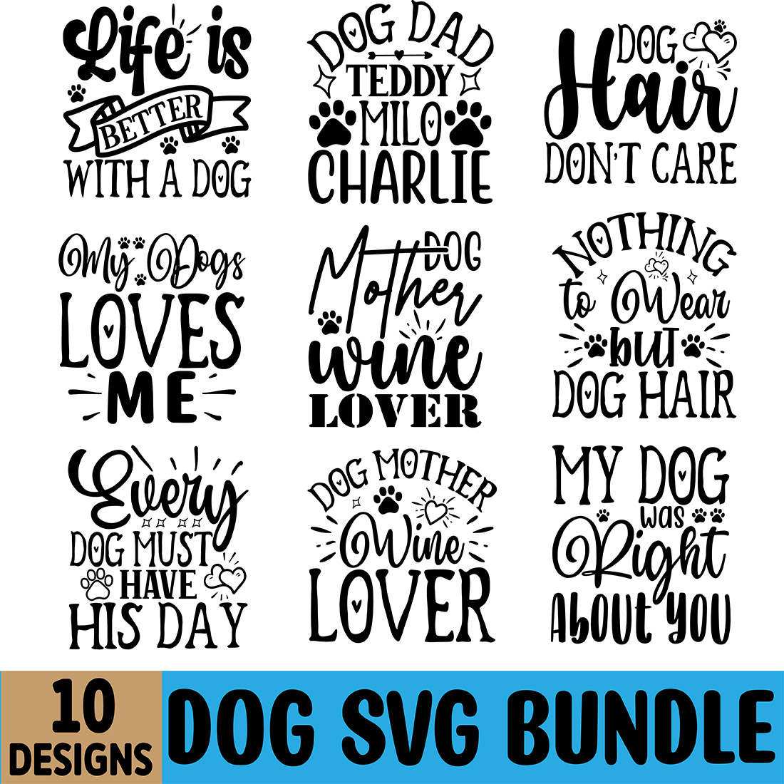 Dog SVG Design Bundle preview image.