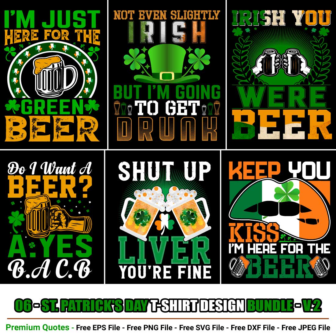 St Patrick’s Day T-shirt Design Bundle cover image.