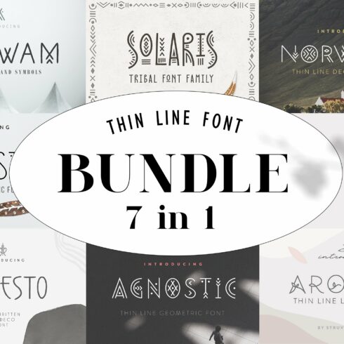 Thin Line Font Bundle: 7 in 1 cover image.